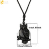 Wholesale Retro Animal Pendant Necklace With Obsidian And Braided Rope Polished