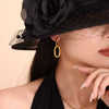 Wholesale Retro Asymmetric Geometric Ring Buckle Earring In Titanium Steel With Electroplating For Women