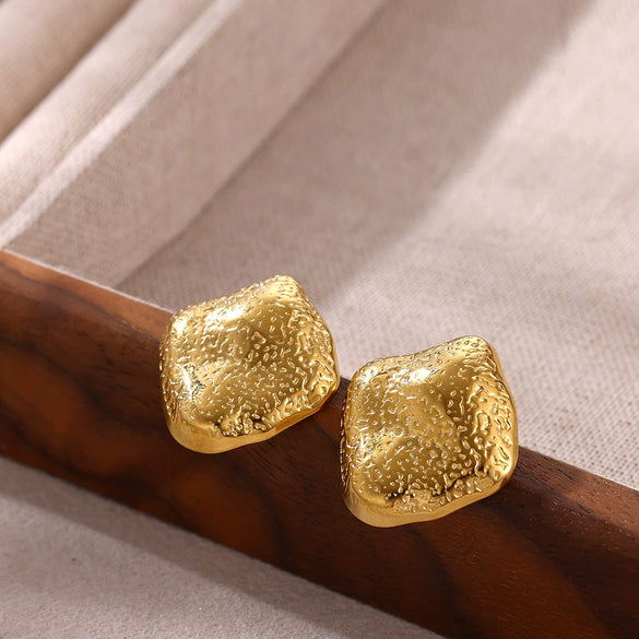 Wholesale Retro Asymmetrical Geometric Stainless Steel 18K Goldplated Unisex Earrings