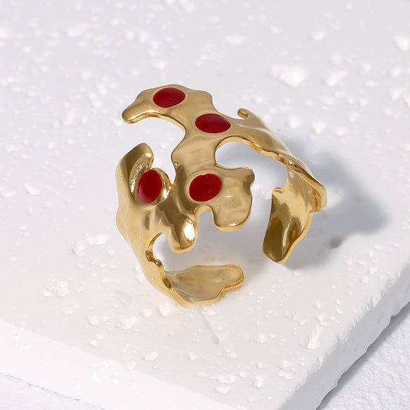 Wholesale Retro Asymmetrical Opening 18K Goldplated Stainless Steel Ring For Women