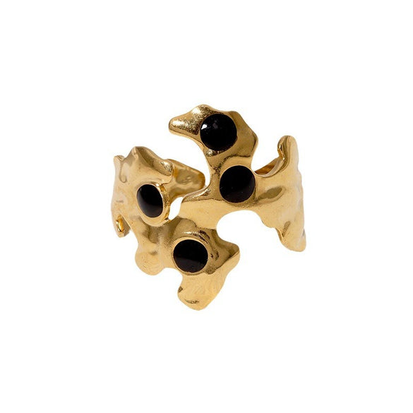 Wholesale Retro Asymmetrical Opening 18K Goldplated Stainless Steel Ring For Women