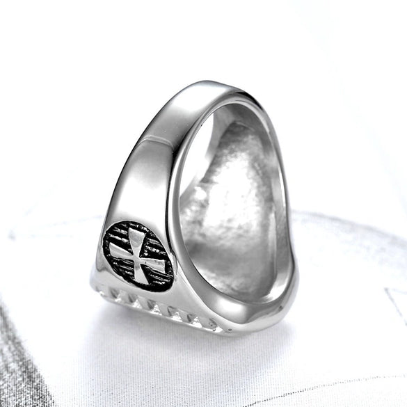 Wholesale Retro Black Cross Ring Stainless Steel Oil Processed Unisex