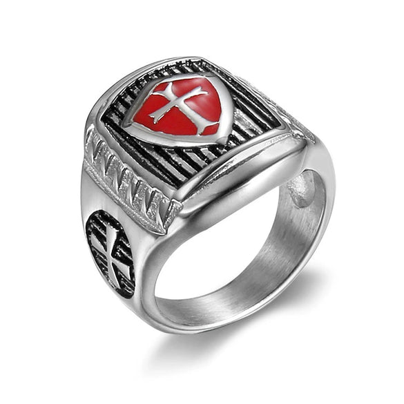 Wholesale Retro Black Cross Ring Stainless Steel Oil Processed Unisex