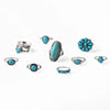 Wholesale Retro Bohemian Feather Turquoise Hollow Alloy Ring 9 Piece Set With Electroplating And Geometric Leaves Pattern