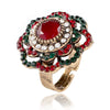 Wholesale Retro Bohemian Hollow Flower Opening Ring For Women Rhinestone Wave Style Jewelry