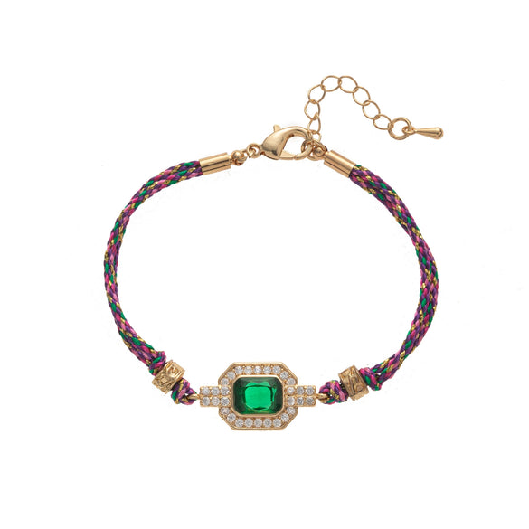 Wholesale Retro Bohemian Style Copper Inlaid Zircon Geometric Four Leaf Clover Tarot Bracelet For Women