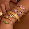Wholesale Retro Bohemian Style Copper Inlaid Zircon Geometric Four Leaf Clover Tarot Bracelet For Women