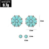 Wholesale Retro Bohemian Style Turquoise Floral Round Alloy Ear Studs Earrings Electroplated 2 Pairs Set