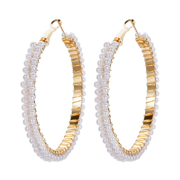 Wholesale Retro C Shaped Geometric Pearl And Alloy Earrings