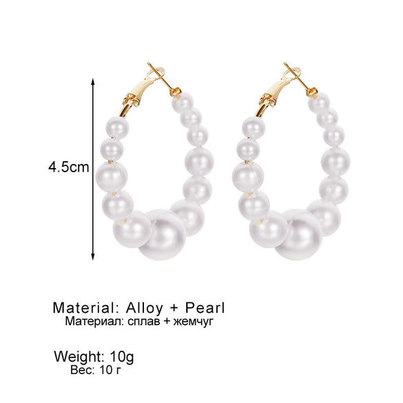 Wholesale Retro C Shaped Geometric Pearl And Alloy Earrings