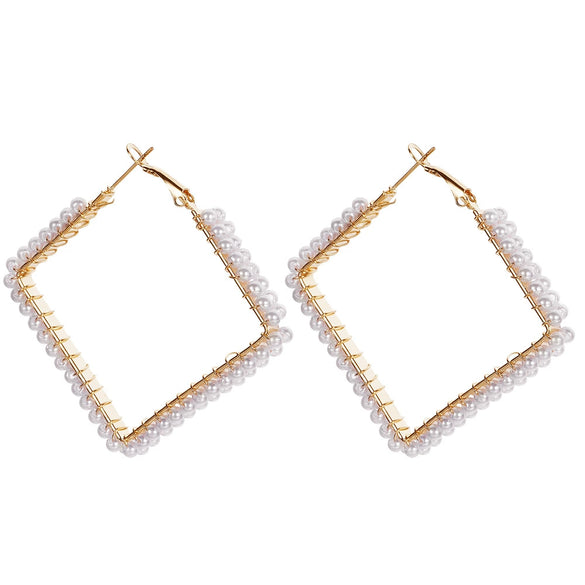 Wholesale Retro C Shaped Geometric Pearl And Alloy Earrings