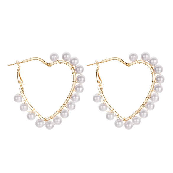 Wholesale Retro C Shaped Geometric Pearl And Alloy Earrings