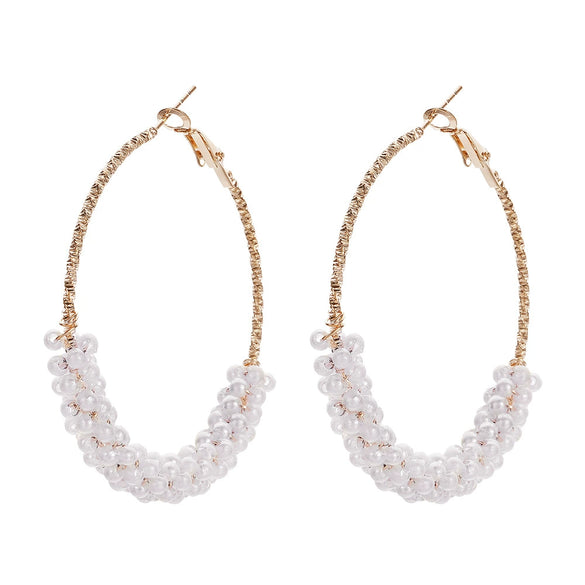 Wholesale Retro C Shaped Geometric Pearl And Alloy Earrings