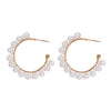 Wholesale Retro C Shaped Geometric Pearl And Alloy Earrings