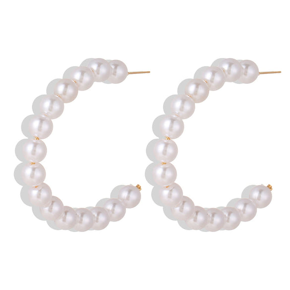 Wholesale Retro C Shaped Geometric Pearl And Alloy Earrings