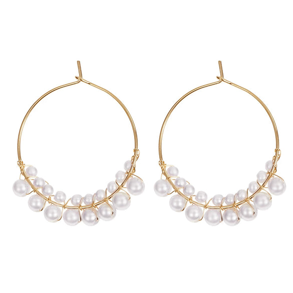 Wholesale Retro C Shaped Geometric Pearl And Alloy Earrings