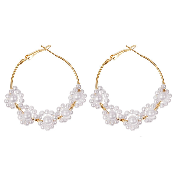 Wholesale Retro C Shaped Geometric Pearl And Alloy Earrings