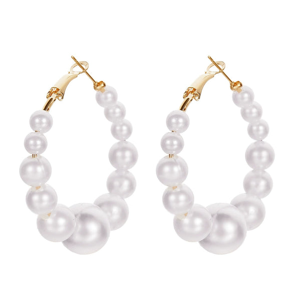 Wholesale Retro C Shaped Geometric Pearl And Alloy Earrings