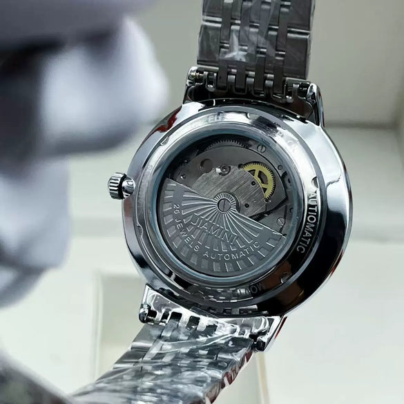 Wholesale Retro Carved Fully Automatic Mechanical Men's Watch With Hollow Design Alloy Case 316 Stainless Steel Strap Butterfly Double Snap Buckle Round Dial