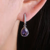Wholesale Retro Claw Earrings With Purple Gem Copper Drop Shape Diamond Design Ladies Jewelry