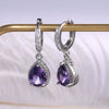 Wholesale Retro Claw Earrings With Purple Gem Copper Drop Shape Diamond Design Ladies Jewelry
