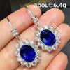 Wholesale Retro Color Treasure Earrings Copper Flower Simulation Sapphire