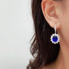 Wholesale Retro Color Treasure Earrings Copper Flower Simulation Sapphire