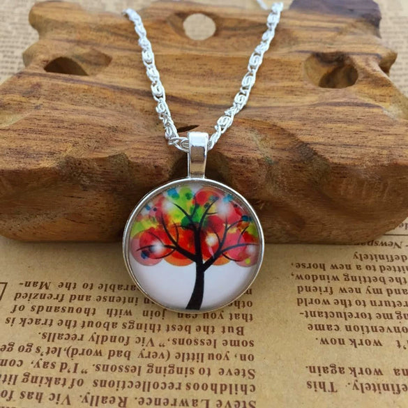 Wholesale Retro Copper Plastic Resin Leaves Life Tree Necklace Sweater Chain