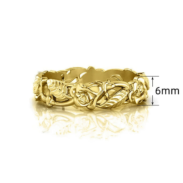 Wholesale Retro Copper Ring With Flower Leaf Hollow And Geometric Pattern Electroplated For Unisex