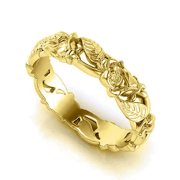 Wholesale Retro Copper Ring With Flower Leaf Hollow And Geometric Pattern Electroplated For Unisex