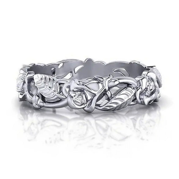 Wholesale Retro Copper Ring With Flower Leaf Hollow And Geometric Pattern Electroplated For Unisex