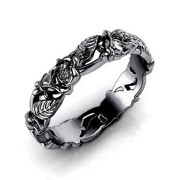 Wholesale Retro Copper Ring With Flower Leaf Hollow And Geometric Pattern Electroplated For Unisex