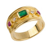 Wholesale Retro Court Wide Plate Alloy Ring With Zircon And 18K Gold Plated Electroplating For Men