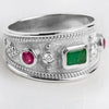 Wholesale Retro Court Wide Plate Alloy Ring With Zircon And 18K Gold Plated Electroplating For Men