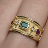 Wholesale Retro Court Wide Plate Alloy Ring With Zircon And 18K Gold Plated Electroplating For Men
