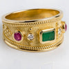 Wholesale Retro Court Wide Plate Alloy Ring With Zircon And 18K Gold Plated Electroplating For Men