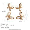 Wholesale Retro Creative Animal Zodiac Stainless Steel 18K Gold Plated Pearl Zircon Stitching Butterfly Earrings For Women
