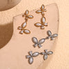 Wholesale Retro Creative Animal Zodiac Stainless Steel 18K Gold Plated Pearl Zircon Stitching Butterfly Earrings For Women