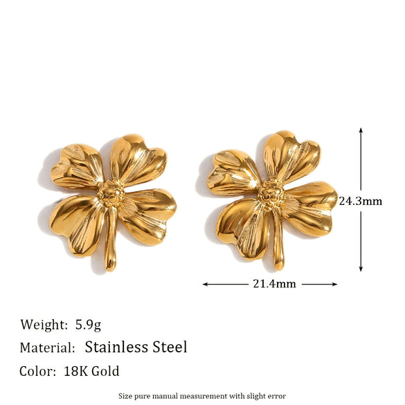 Wholesale Retro Creative Stainless Steel 18K Gold Plated Snail Tassel Flower Earrings For Women With Geometric Pattern And Electroplating Treatment