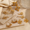 Wholesale Retro Creative Stainless Steel 18K Gold Plated Snail Tassel Flower Earrings For Women With Geometric Pattern And Electroplating Treatment