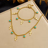 Wholesale Retro Cross Crown Roman Numerals Goldplated Stainless Steel Jewelry Set For Women