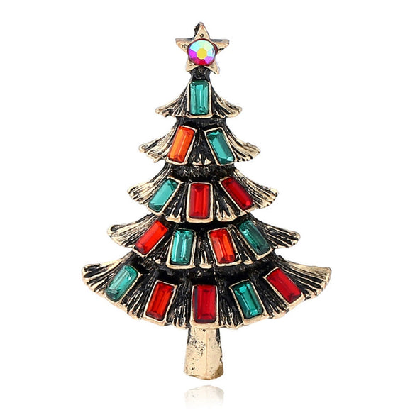 Wholesale Retro Crystal Christmas Tree Brooches For Women Jewelry Accessories