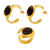 Wholesale Retro Cshaped Tiger Eye Stone 316L Stainless Steel Pvd Electroplated Earrings