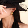 Wholesale Retro Cshaped Tiger Eye Stone 316L Stainless Steel Pvd Electroplated Earrings