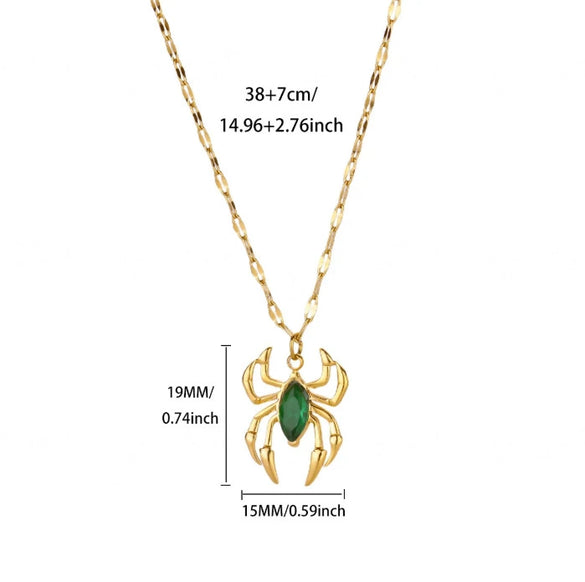 Wholesale Retro Dark Gothic Style Spider Stainless Steel Electroplated Pendant Necklace Unisex