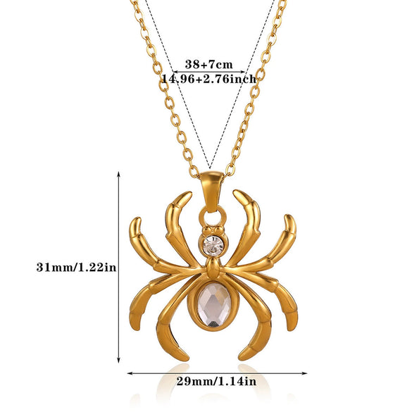 Wholesale Retro Dark Gothic Style Spider Stainless Steel Electroplated Pendant Necklace Unisex