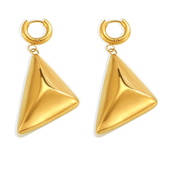 Wholesale Retro Design Women's Stainless Steel Triangle 3D Pendant Earrings With Electroplating