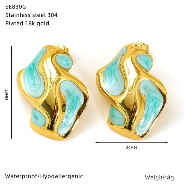 Wholesale Retro Dripping Oil Insects Pattern Titanium Steel Earrings For Women
