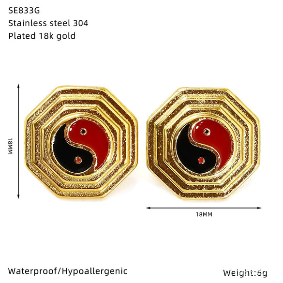 Wholesale Retro Dripping Oil Insects Pattern Titanium Steel Earrings For Women