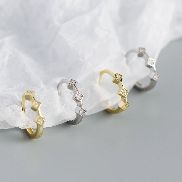 Wholesale Retro Earrings S925 Silver Geometric Electroplated